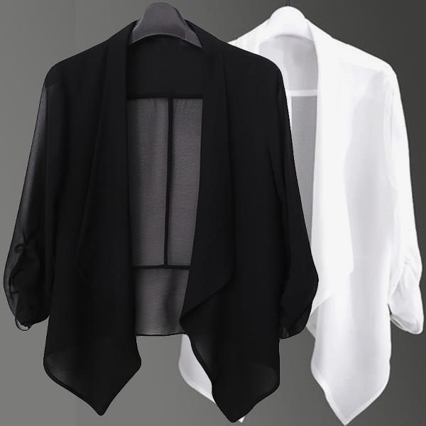 Spring and summer short outer wear plus size air conditioning chiffon sunscreen cardigan with skirt thin shawl suit jacket for women Spring and summer short outer wear plus size air conditioning chiffon sunscreen cardigan with skirt thin shawl suit jacket for women