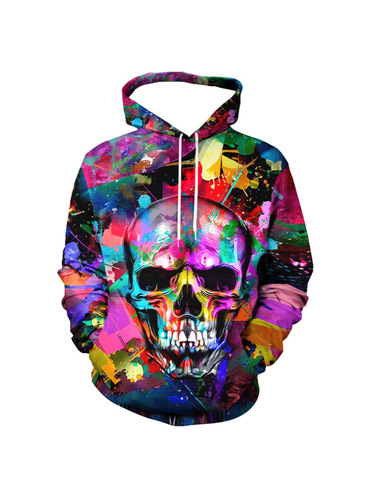 2020 new spring and autumn 3D digital print personality trend cool skeleton men and women's long-sleeved hoodie sweaters