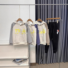 F斐家潮牌针织连帽卫衣套装2025秋季新款男女儿童经典宽松运动套