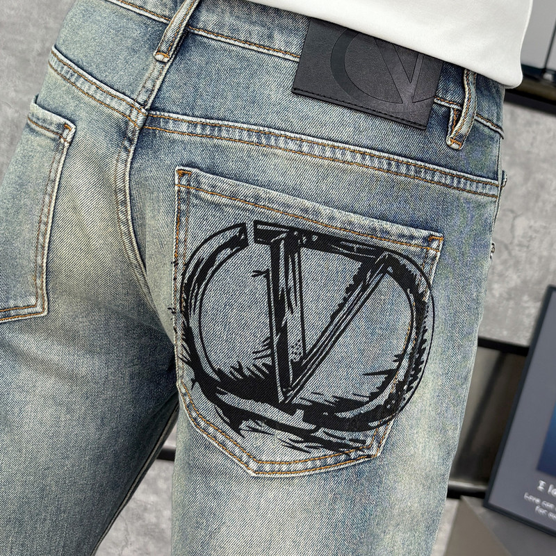 Guangzhou Xintang Spring and Summer New Jeans Men's Korean Stretch Slim Fit Foot High-end Quality Cross-border Quality European Goods