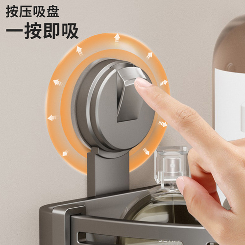 Bathroom suction cup triangular basket shelf perforating free bathroom shelf toilet corner storage and arranging rack