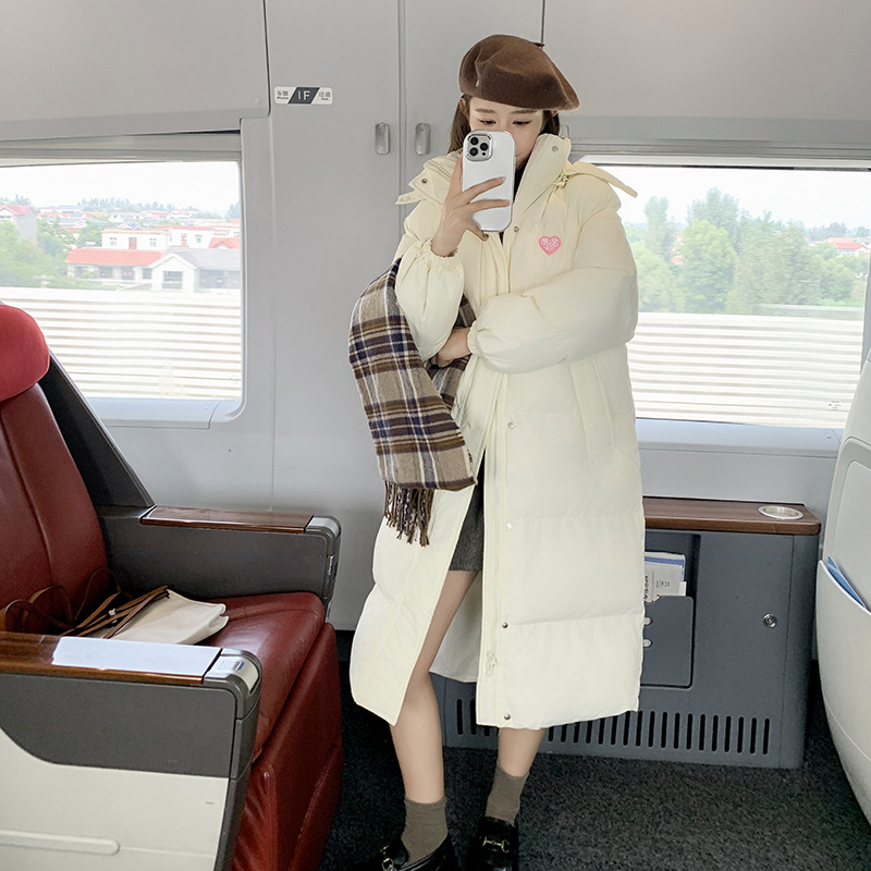 Corea del Sur 2024 invierno escuela de invierno ropa de pluma de algodón gruesa calentamiento medio largo chaqueta de algodón chaqueta de mujer image 1