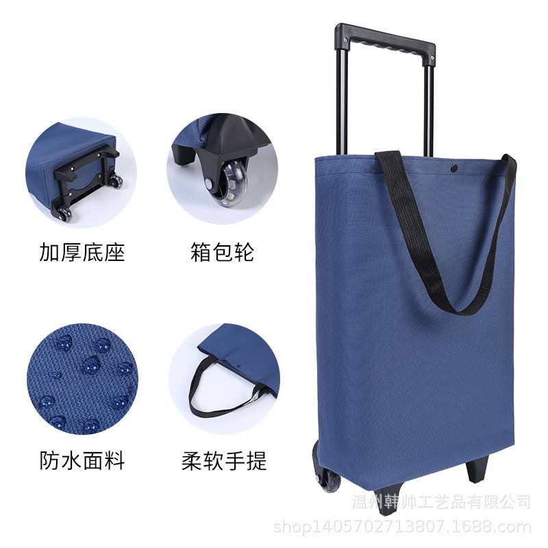 Carrito de Compras Plegable Portátil de Tela de Oxford para Supermercado y Hogar