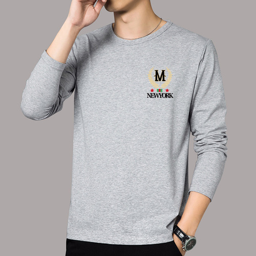 Men's Long-Sleeve T-Shirt, Autumn Korean-Style, Slim Fit, Trendy & Fashionable, Thin Design with Round Neck—Perfect for Instagram-Friendly Street Vending