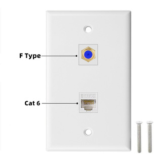 2-port panel TV9.5 F-head TV signal CAT6 network welding-Free Socket panel multimedia information wall plug