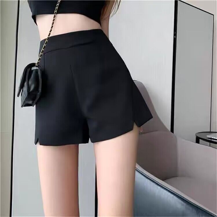 A- line pants suit shorts micro elastic fashion hot pants ins wide leg yoga slim invisible zipper design boot pants