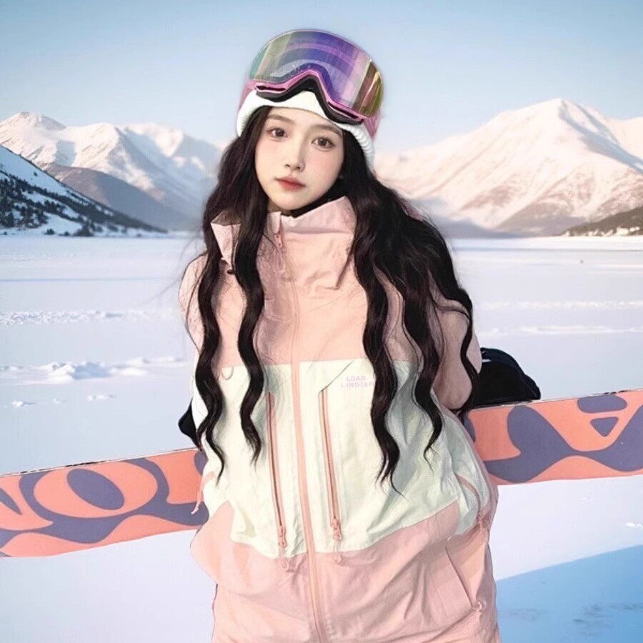 Ldab Pink Ski Suit Set for Women 2026 Winter New Style, Perfect for Petite Figures, Super Stylish Snowboard Gear