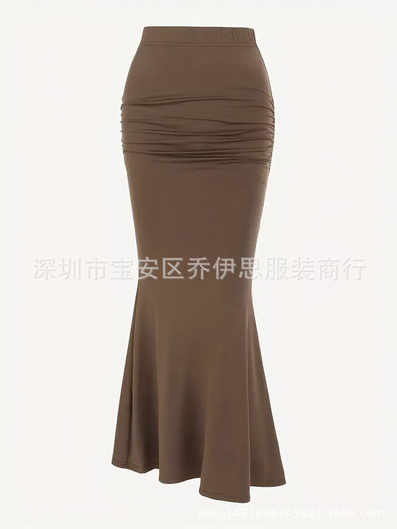 Summer Streetwear Solid Color Polyester Maxi Long Dress Skirts display picture 15