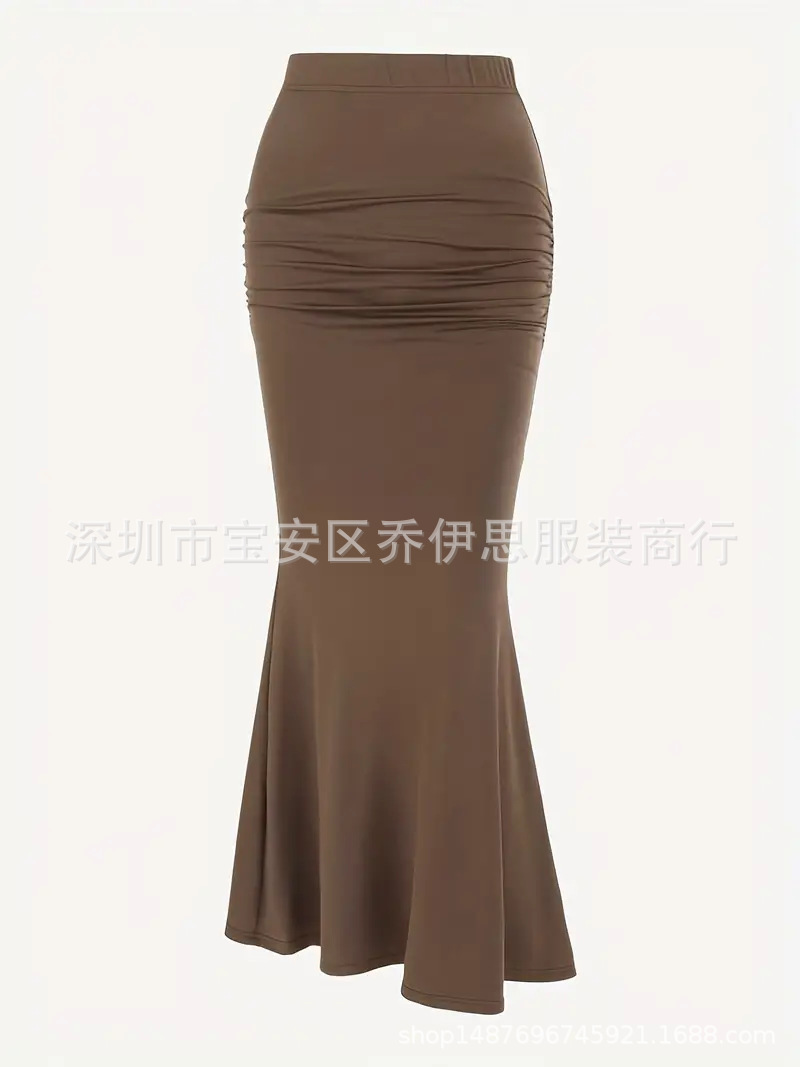 309g Weight Maxi Long Dress Dress Length Type Hip Skirt Dresses Type Polyester Fabric Type Mid Waist Waist Line Stretchy Elasticity Holiday, Daily, Date Occasion Skinny Fit Type Solid Color Pattern Summer Season Women's Gender Pleated Design Streetwear Style Summer Streetwear Solid Color Polyester Maxi Long Dress Skirts 14