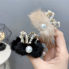 A040-1 Pearl Mink hair lovely Bunny Ears Grip Ponytail tassels Diamond Autumn and winter Hairpin