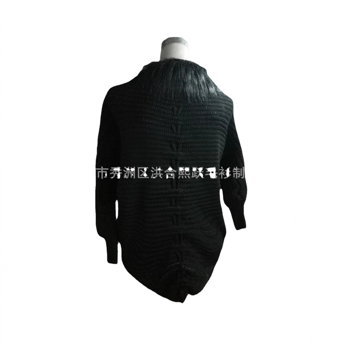 AliExpress popular europeo y americano nuevo suelta más tamaño bat Cuello de piel punto cardigan Comercio exterior suéter especial las mujeres abrigo