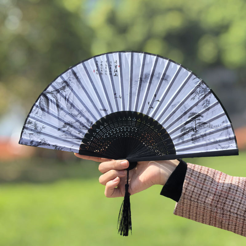 Ventilador plegable chino antiguo ventilador de seda de mujer ventilador plegable de estilo chino ventilador de mujer Hanbok bambú clásico pequeño ventilador danza