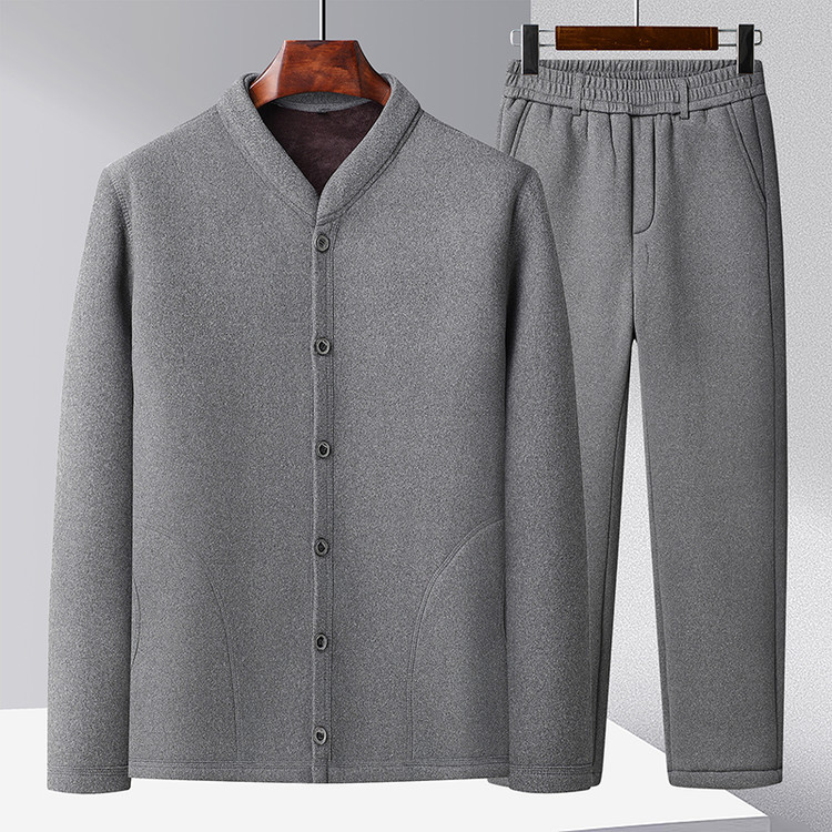Middle-Aged and Elderly Dad's Warm Suit Fleece-Lined Thickeneded Heating Suit Men's Winter Fleece-Lined Intimates Fleece-Lined Pants