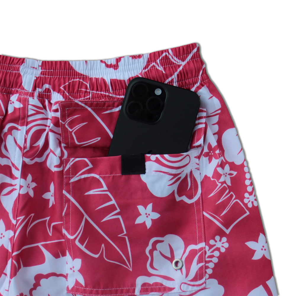 Herrbadeshorts med blommigt mönster och foder för stranden_voghion.com