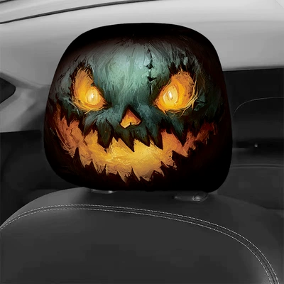 Sürətlər qutusu və əl tormozu başlıqları, Headrest Cover Halloween Pumpkin Skull - 2525cm-double-sided-printing-pack-of-two-flame-pumpkin