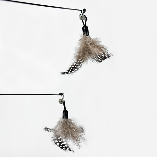 CFA competition grade wooden handle spring Internet celebrity cat funny stick feather bell removable replacement head durable and scratch-resistant cat toy