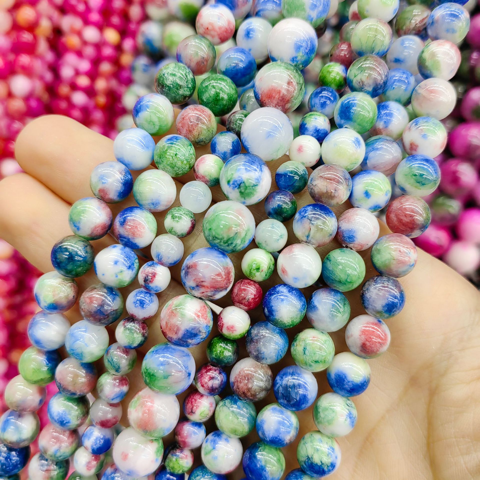 Jade persa natural optimizado multicolor color Calcedonia cuentas redondas cuentas sueltas semiacabados accesorios de joyería de DIY al por mayor image 18