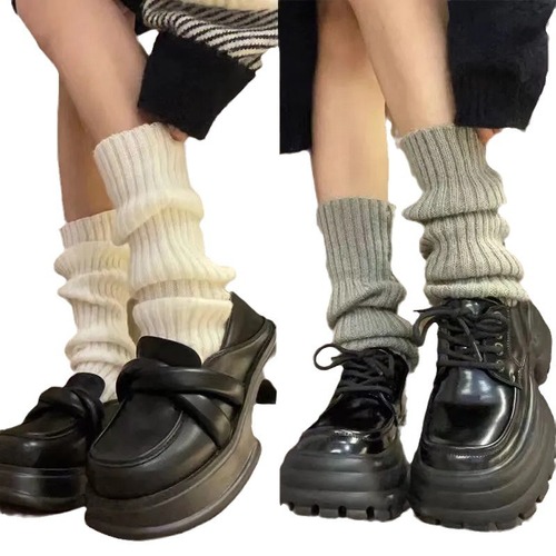Autumn/Winter Leisure Spicy Girl Knitted Bunchy Socks Leggings JK White Long Sock Set Trendy Mid Calf Socks Women Y2K