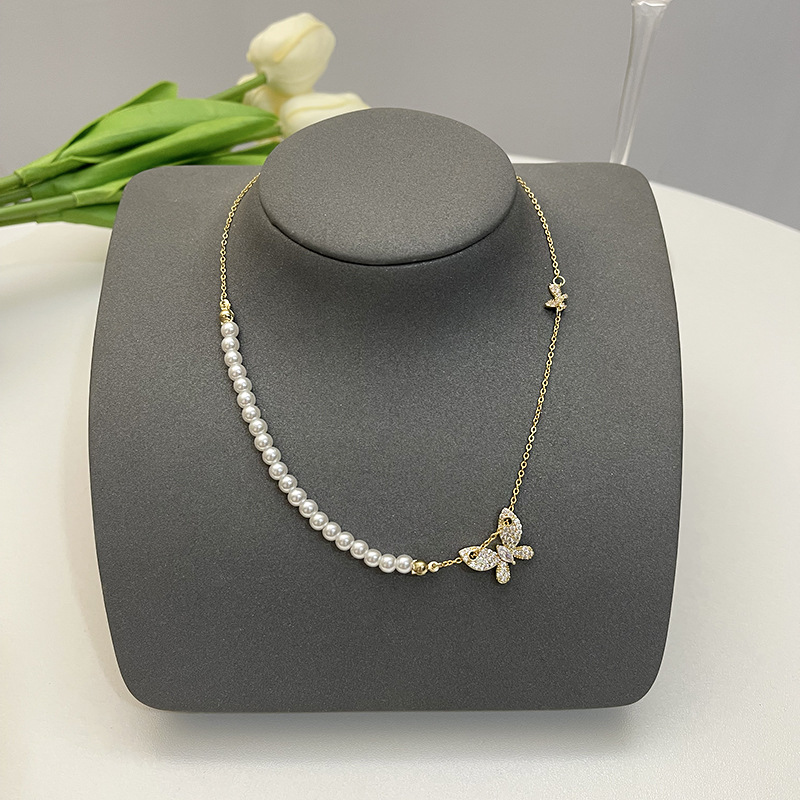 Elegant Flower Artificial Diamond Artificial Pearl Wholesale Pendant Necklace display picture 5