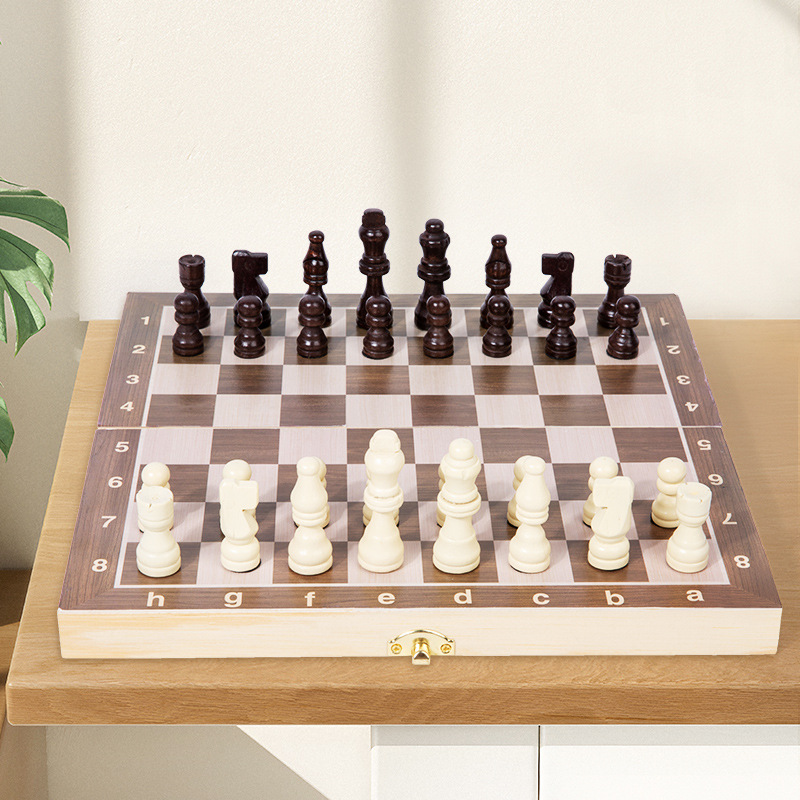 跨境木質小學生磁性便攜摺疊國際中國象棋跳棋盤實木棋子益智玩具