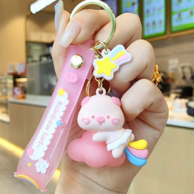 Muñeca de dibujos animados goteo llavero bolsas escolares exquisitas para hombres y mujeres colgantes para agarrar muñecas colgantes para el mercado nocturno regalos al por mayor