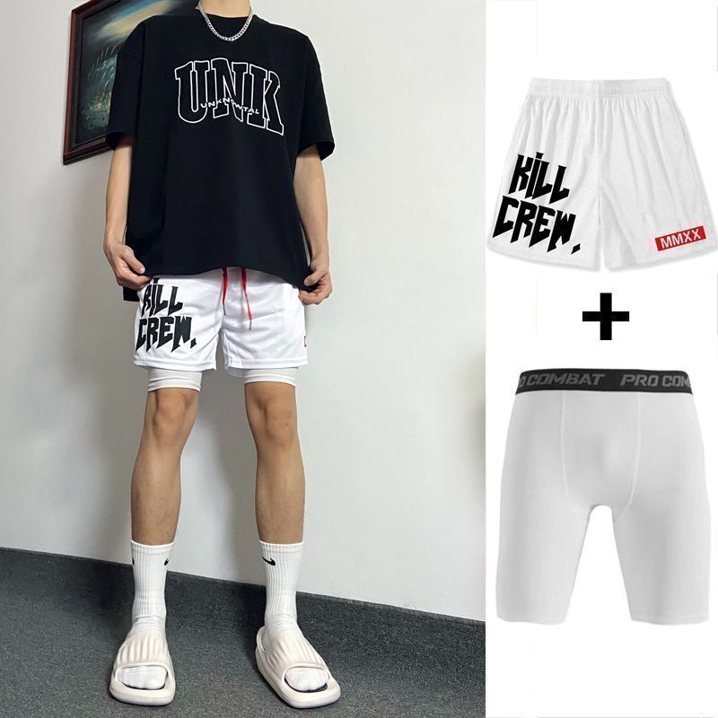 American-Style Knee-Length Sports Lining Shorts Men's Quarter-Length Sports Pants Summer Fitness Running Breathable Quick-Drying Basketball Pants American-Style Knee-Length Sports Lining Shorts Men's Quarter-Length Sports Pants Summer Fitness Running Breathable Quick-Drying Basketball Pants