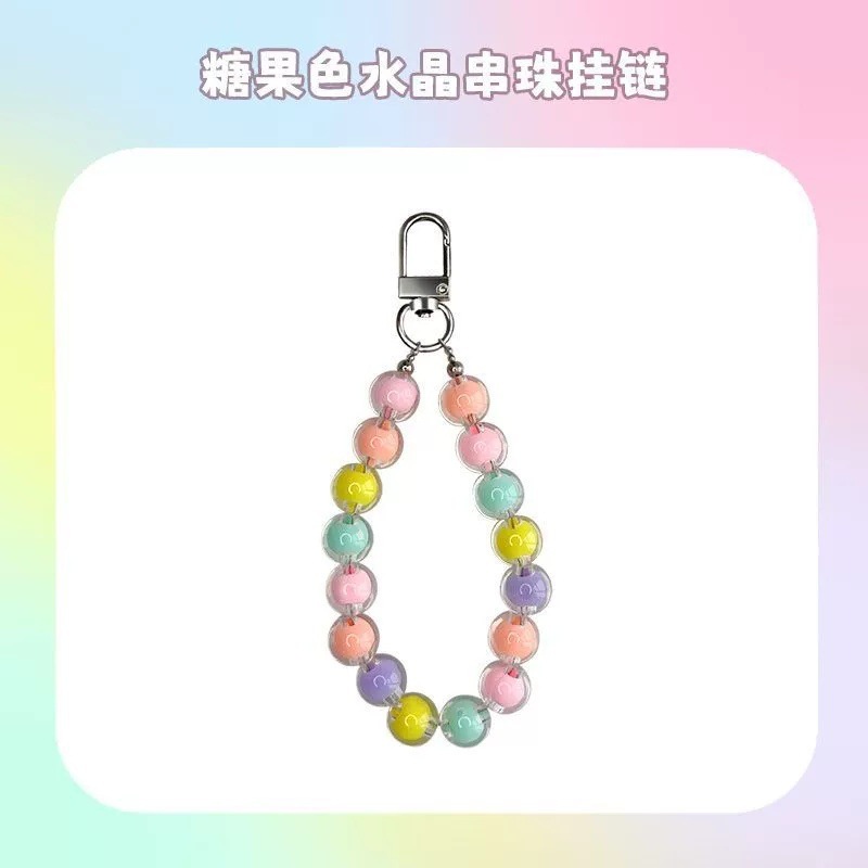 アクリルキャンディー色の携帯電話チェーンビーズ紛失防止携帯電話ロープ保護カバーストラップバッグファッションシンプルなペンダント|undefined