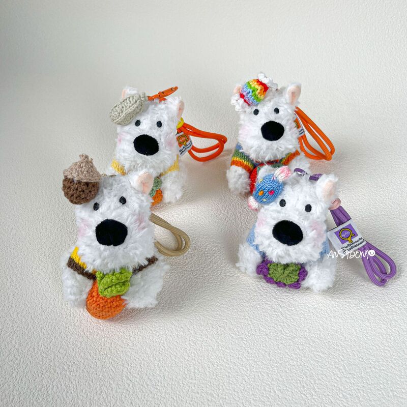 Original Cute Scribbled Puppy Bag Pendant Plush Doll Keychain Cartoon Decoration Best Friend Gift
