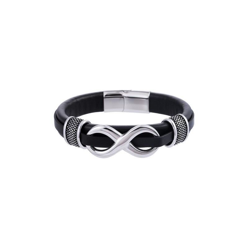 Cross-Border Figure-Eight Leather Bracelet for Men, Personalized Retro Titanium Steel Clasp Bracelet for Women, Fashionable and Versatile, High-End Accessory Cross-Border Figure-Eight Leather Bracelet for Men, Personalized Retro Titanium Steel Clasp Bracelet for Women, Fashionable and Versatile, High-End Accessory