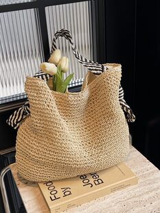 Brand straw woven navy underarm bag, handheld shoulder bag