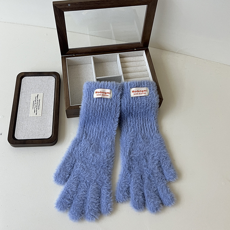 Guantes de invierno caliente, grueso y alargado 2025 nuevo muñeca larga de peluche pantalla táctil guantes de punto al por mayor