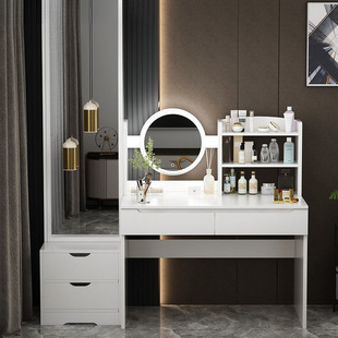 Light Luxury Dressing Table, Bedroom Dressing Table with Light Storage Cabinet, Integrated Table, Small Apartment, Others