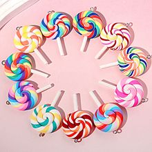 软陶棒棒糖带羊角钉钥匙扣吊坠包包挂件 DIY创意礼品28mm