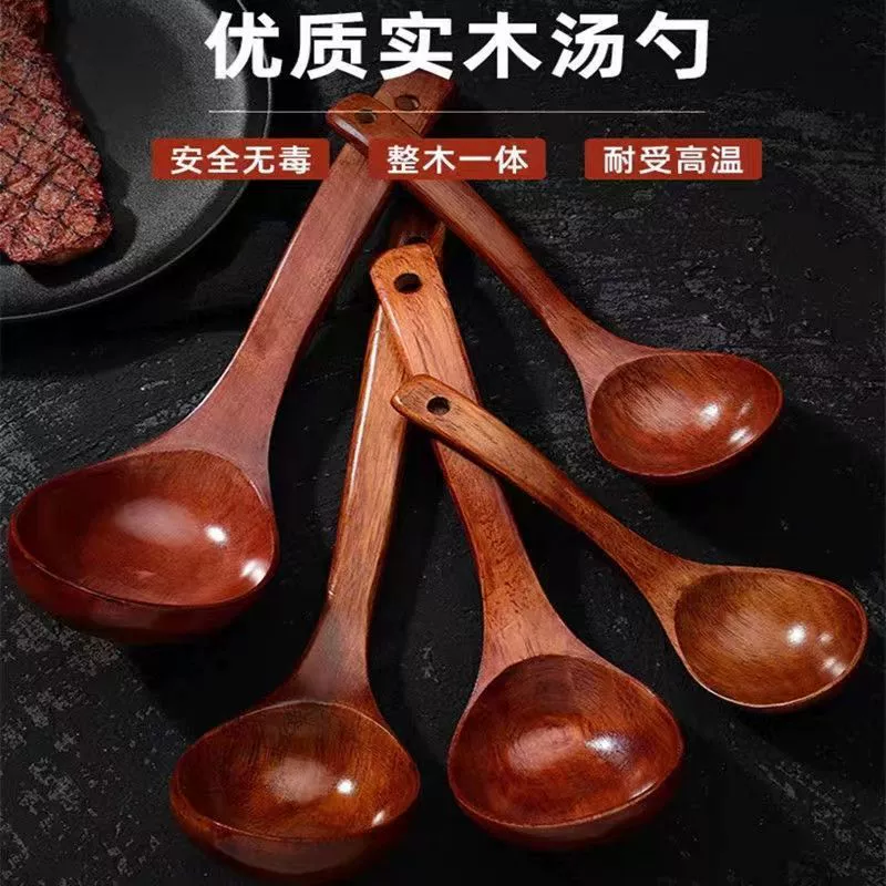 Ложка для супа из твёрдого дерева, большая, ложка для каш, длинная ручка, нескользящая, деревянная ложка для супа, простая, весна таяние