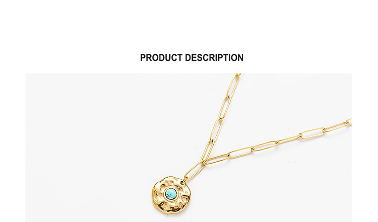 Pendant Female Exquisite Fashion Natural Turquoise Inlaid Golden Stainless Steel Necklace display picture 4
