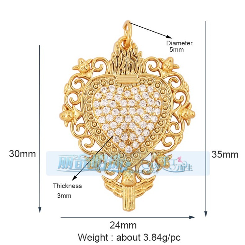 3g Weight Pendant Jewelry Making Type DIY Jewelry Accessories Classification 1 Piece Quantity Copper Material Heart Shape Pattern Hip-Hop, Vintage Style Style 1 Piece Copper Heart Shape Pendant 24
