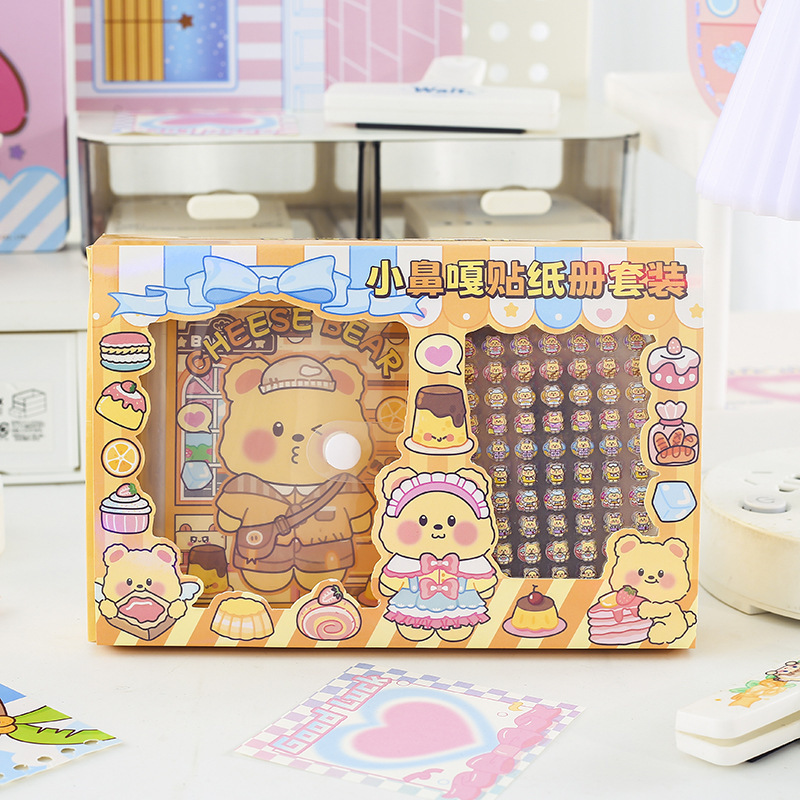 かわいい小さな鼻ガスティックステッカー収納ブックセット子供のギフト漫画装飾ステッカーミニネイルステッカー素材|undefined