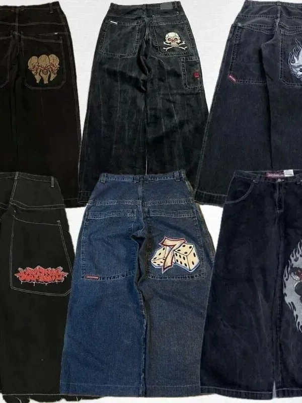 Мужские джинсы Y2K Bag ретро JNCO высококачественный узор хип-хоп уличный досуг мужские широкие ножки
