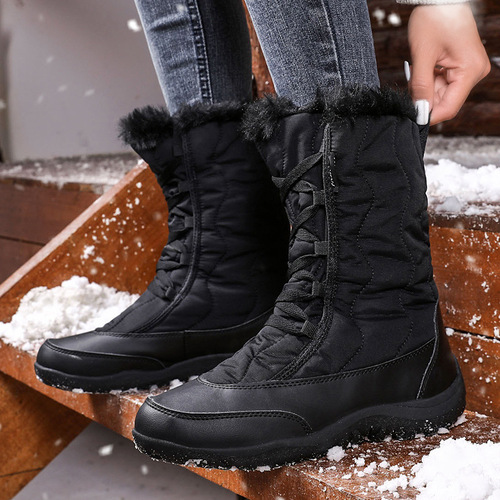 Cross-border winter outdoor anti-ski boots for women in Northeast Snow Country plus velvet and thickening to keep warm ski large cotton shoes wholesale
