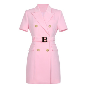 Spot 2025 Summer Short-Sleeved Waist Simple Ol Professional Suit Skirt Elegant Slim Fit Women's Suit Dress