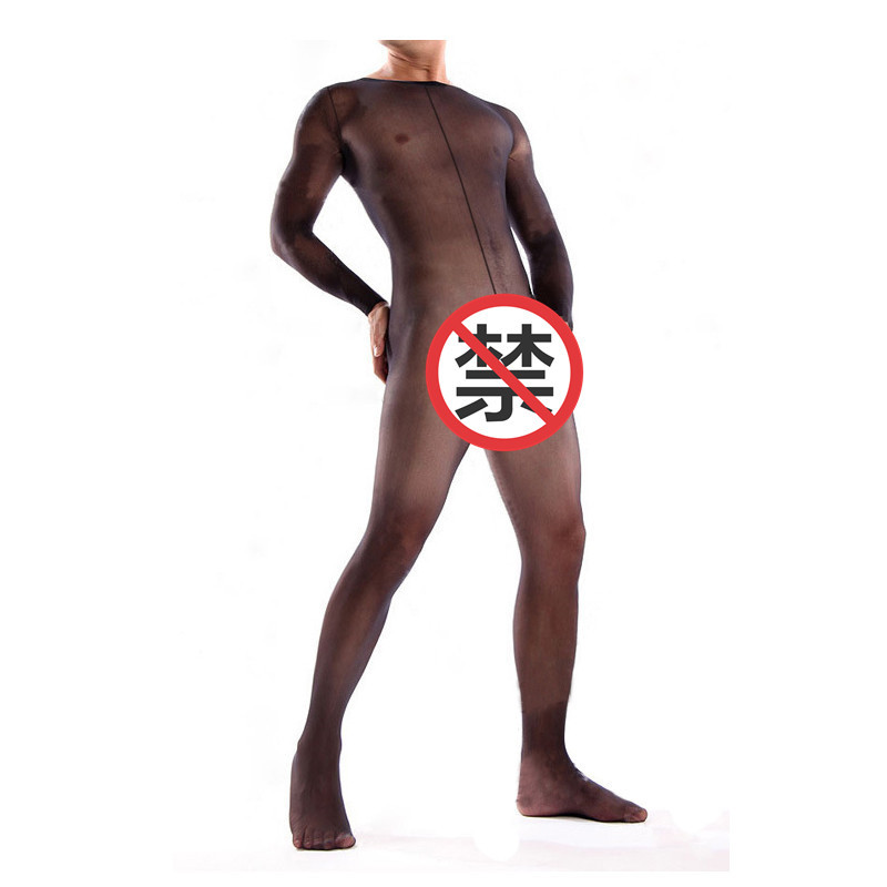 Medias de una pieza para hombres de cuerpo completo transparente coqueteo masturbación conjunto de medias de pene frontales de una pieza conjunto de color carne negro