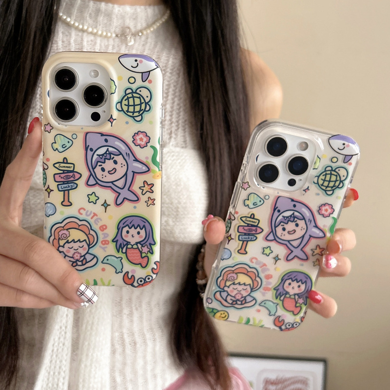Imd Double-Layer Phone Case, Glitter Case for Apple, Suitable for iPhone 16, Cartoon Mermaid Custom Ultra-Thin Imd Double-Layer Phone Case, Glitter Case for Apple, Suitable for iPhone 16, Cartoon Mermaid Custom Ultra-Thin