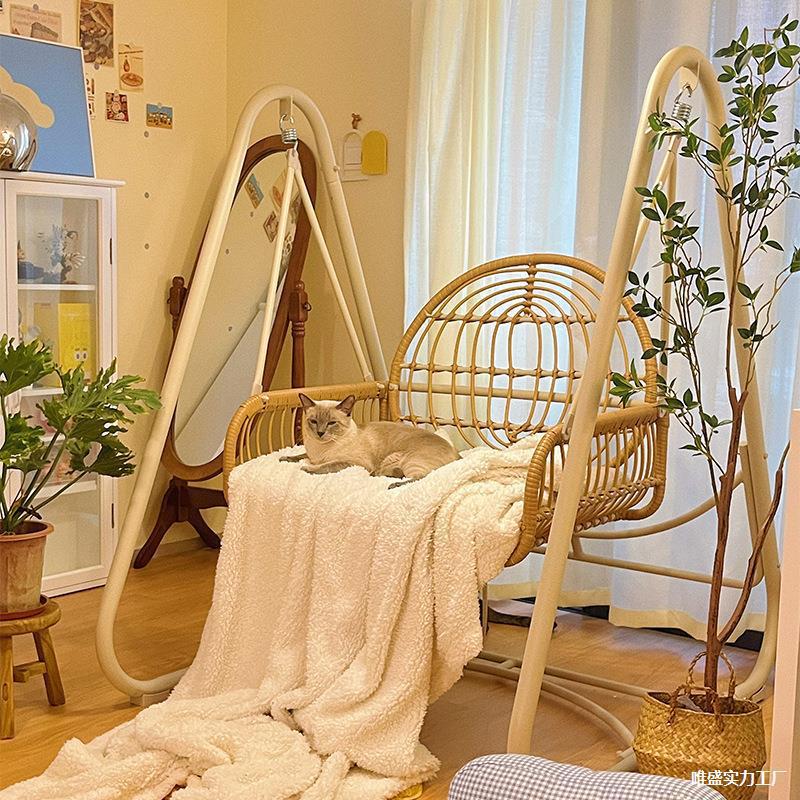 Direct Sale Hanging Chair for Home Balcony, Single Indoor Swing Cradle Chair, Living Room Double Trendy Hanging Basket Rattan Chair