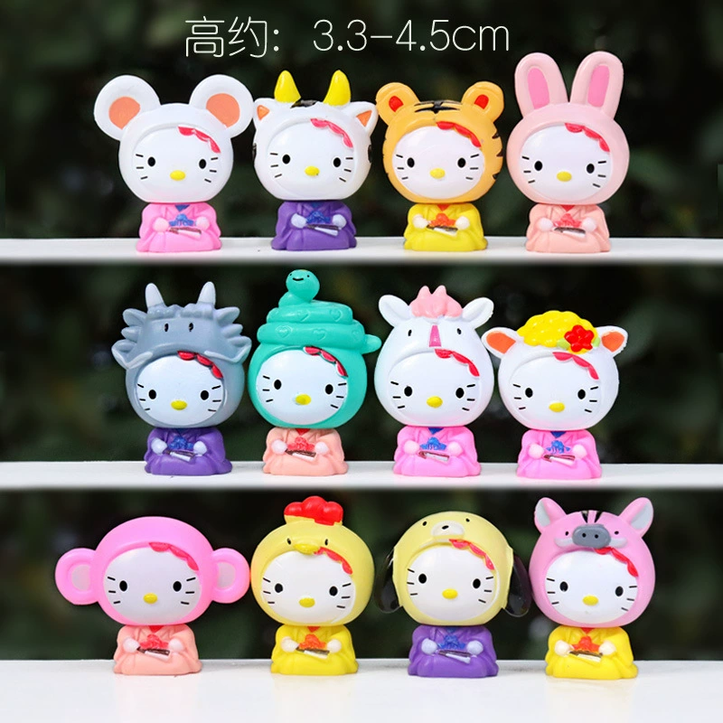 Мини-фигура Hello Kitty с аксессуарами, симпатичная коллекционная кукла, набор 4 см, мультистиль