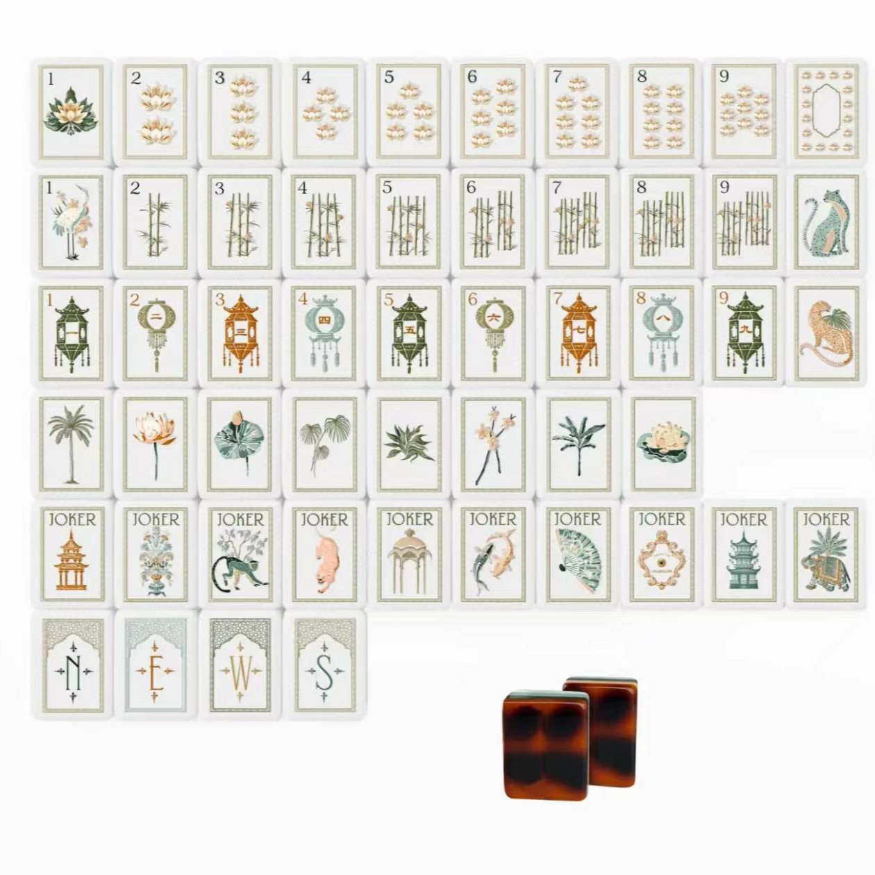 2026 American Mahjong New White Lotus Painted Four-Layer Acrylic American Mahjong Tiles