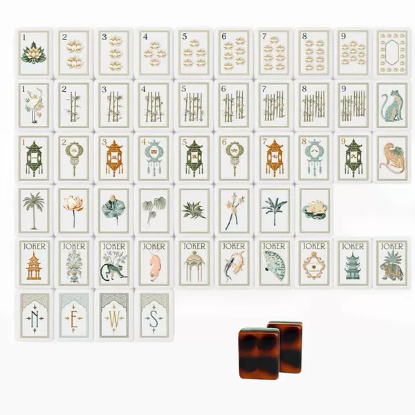 2026 American Mahjong New White Lotus Painted Four-Layer Acrylic American Mahjong Tiles