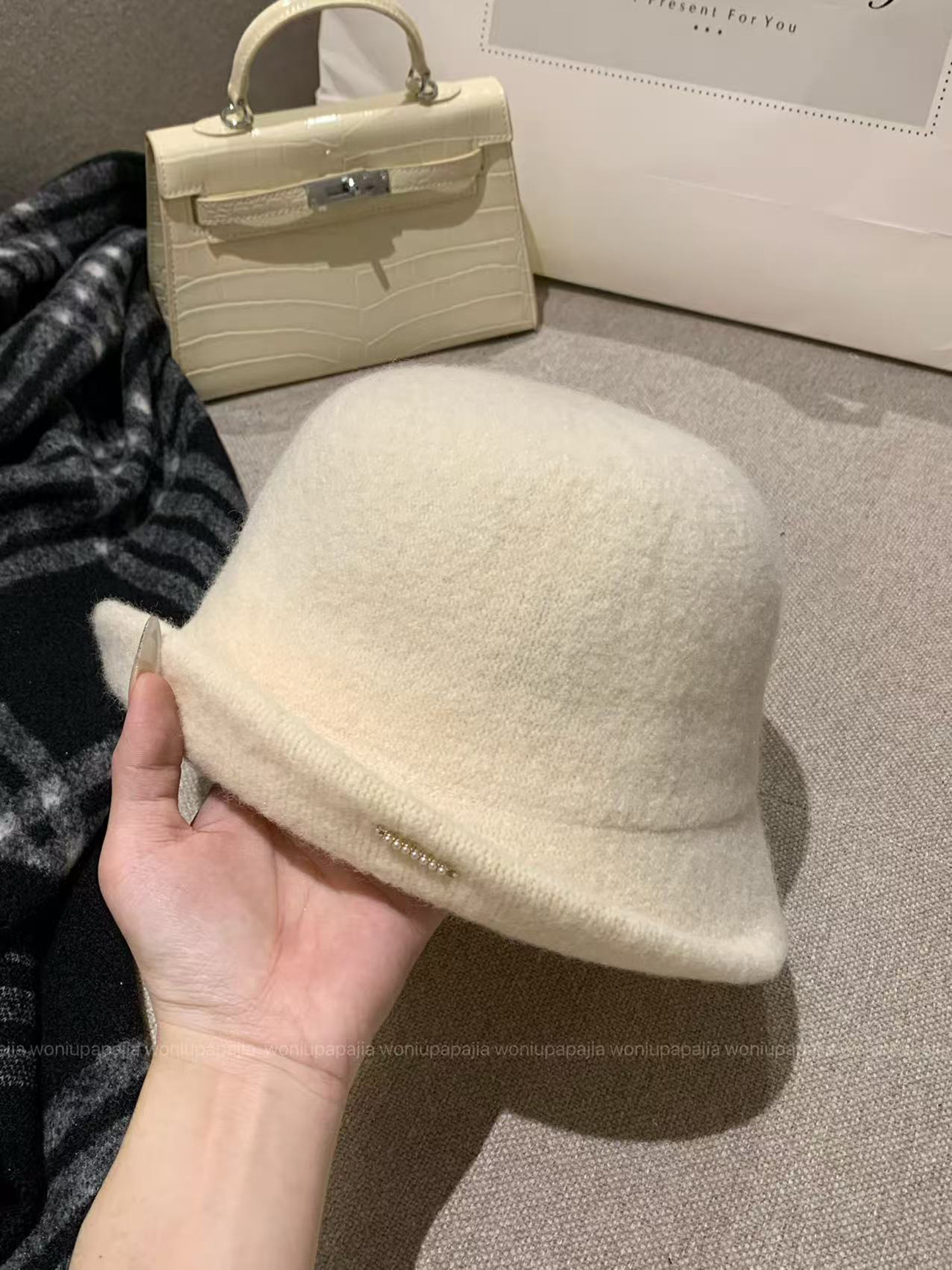 Sombrero de lana de alta calidad, sombrero de invierno, sombrero de moda, sombrero de pescador, sombrero de mujer