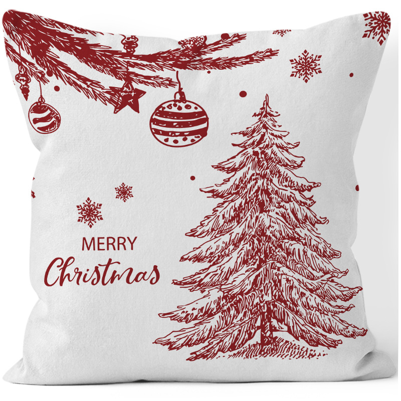 Christmas Tree, Snowman Pattern Cute Christmas Tree Snowman Short Plush Pillow Cases