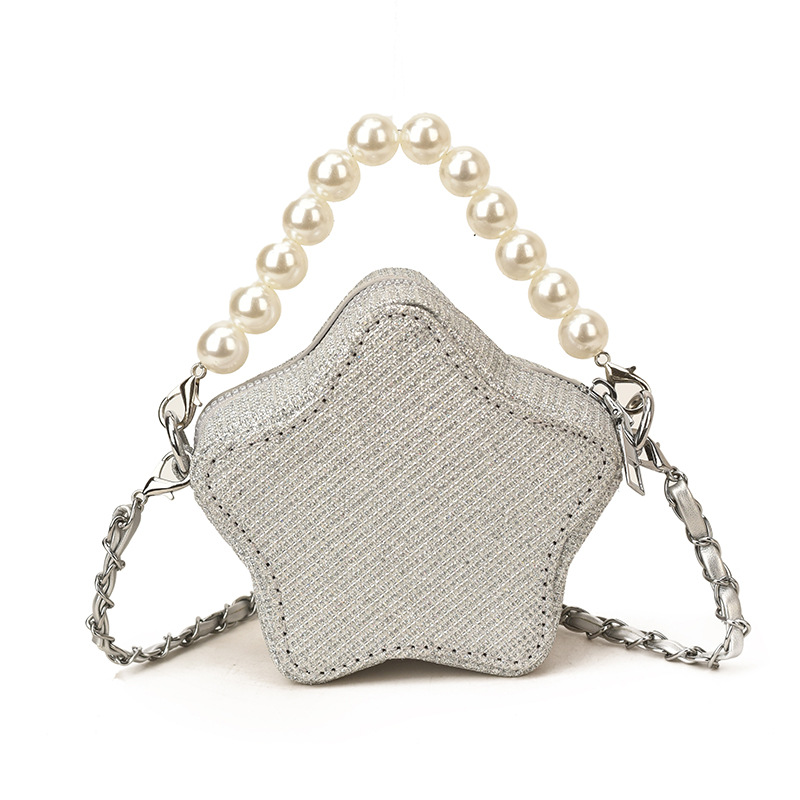 Estrella de cinco puntas estilo extranjero, bolsos de hombro para hombres y mujeres, bolsos de moda, mini bolsos de perlas coreanos, bolsos para niños