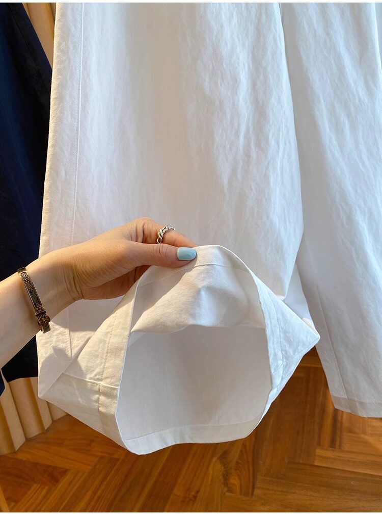 Quần culottes nữ ống rộng cạp cao dáng suông — Xanh lông mòng đen chi tiết 7